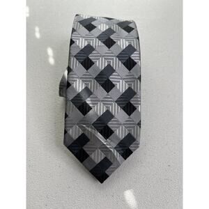 David Taylor Gray Checkered Pattern Handmade Tie NWOT